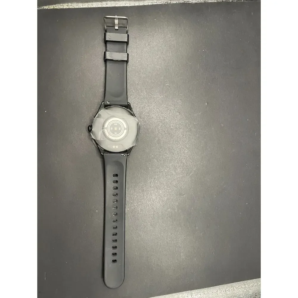 Black Smartwatch Fitness Activity Tracker Round Dial New with Protective Film